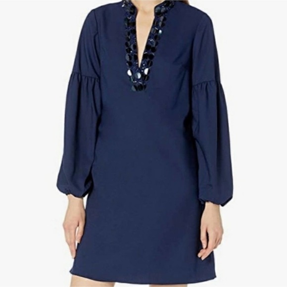 NEW! LILLY PULITZER Navy Shea Embellished Shift Dress 0! - Picture 3 of 5